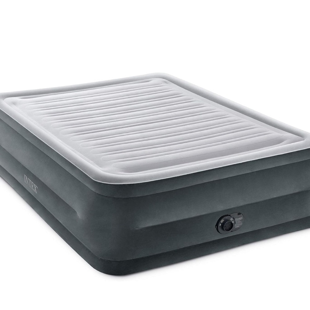 Queen Intex 22” high Gray Air Mattress built in pump
